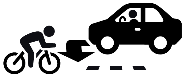 Illustration of vehicle turning left and cyclists travelling through a crossride.