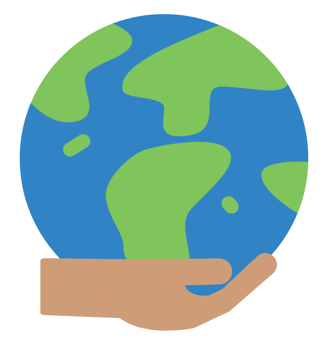 Hand holding the globe icon
