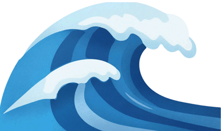 illustration of a large blue ocean wave
