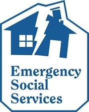 Emergency Social Services logo of house and lightening bolt