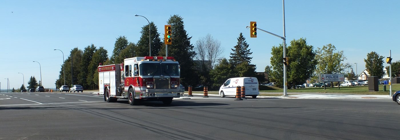 Fire truck going through an intersection