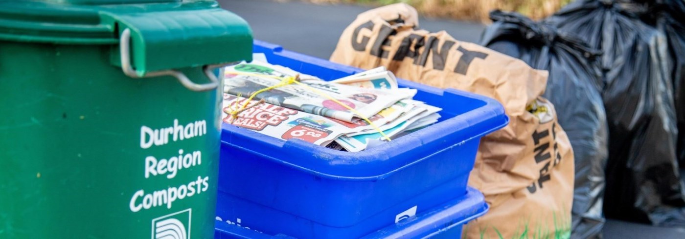 Durham Region curbside collection bins and garbage bags