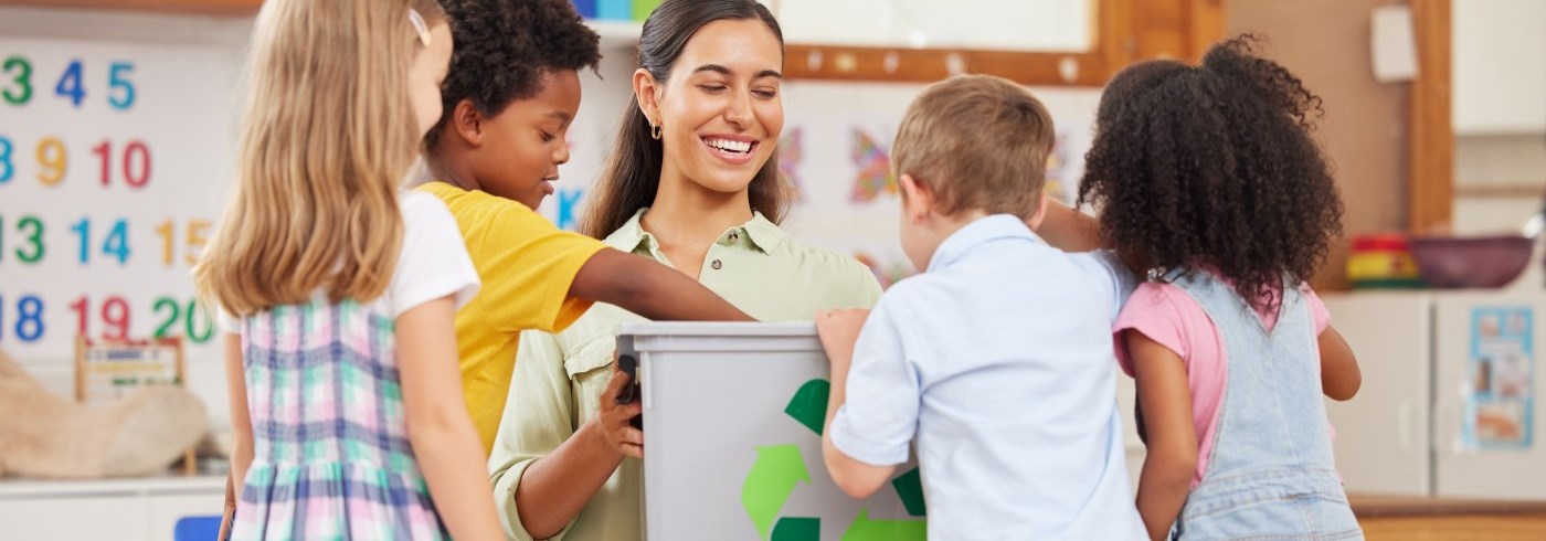 Kids learning about recycling