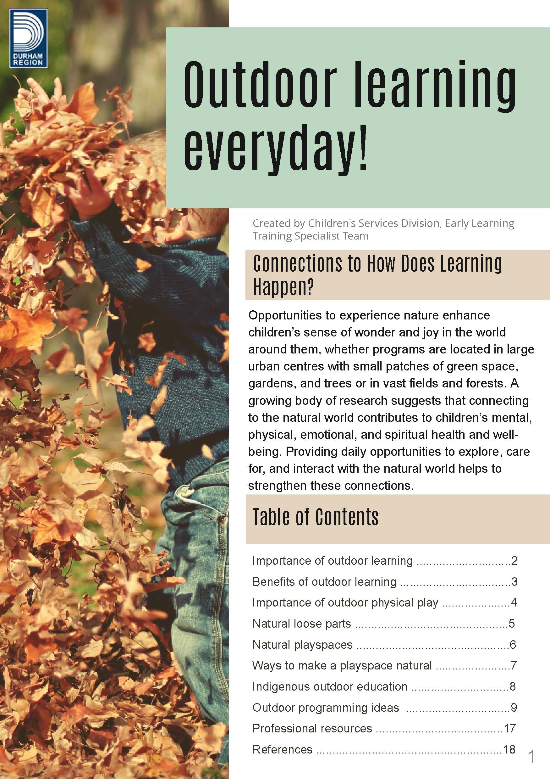 Outdoor Learning everyday resource guide