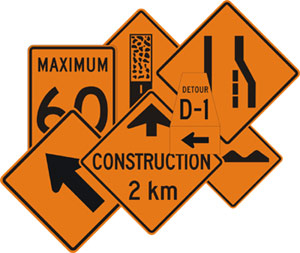 Construction road signs