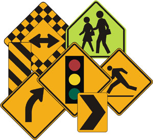 Warning road signs
