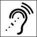 Symbol of an ear with dots, assistive listening