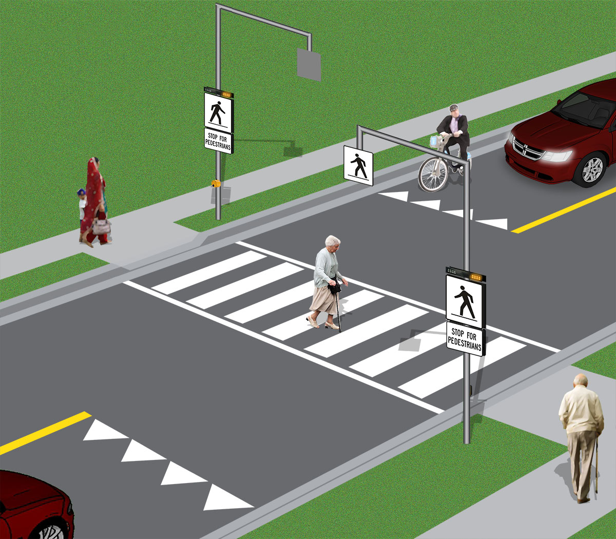 Elderly woman crossing Level 2 Type B crossover