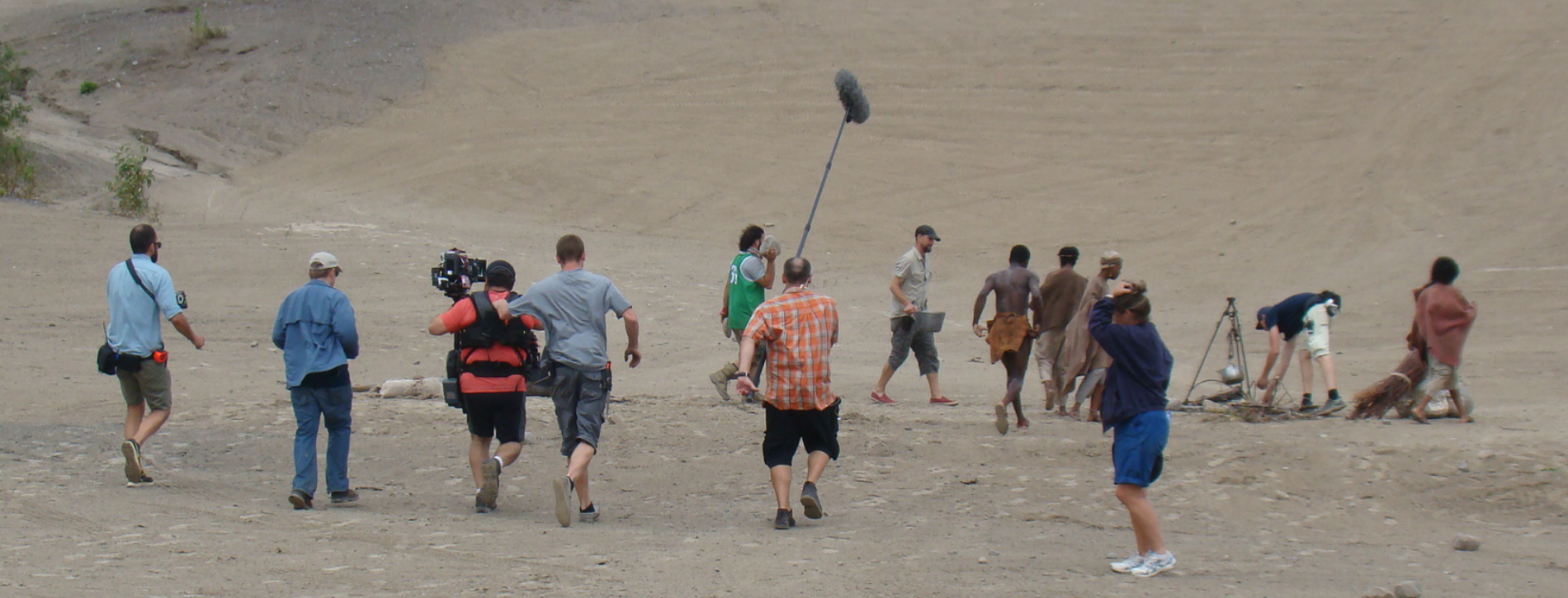 Photo of film crew working on outdoor set