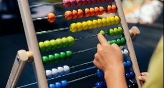 child using abacus