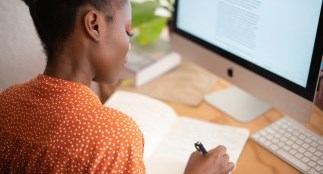 Woman working on a computer