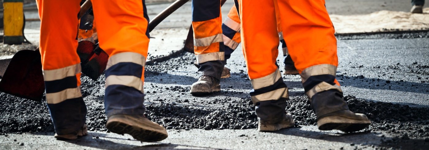 Crew working to fill a pothole