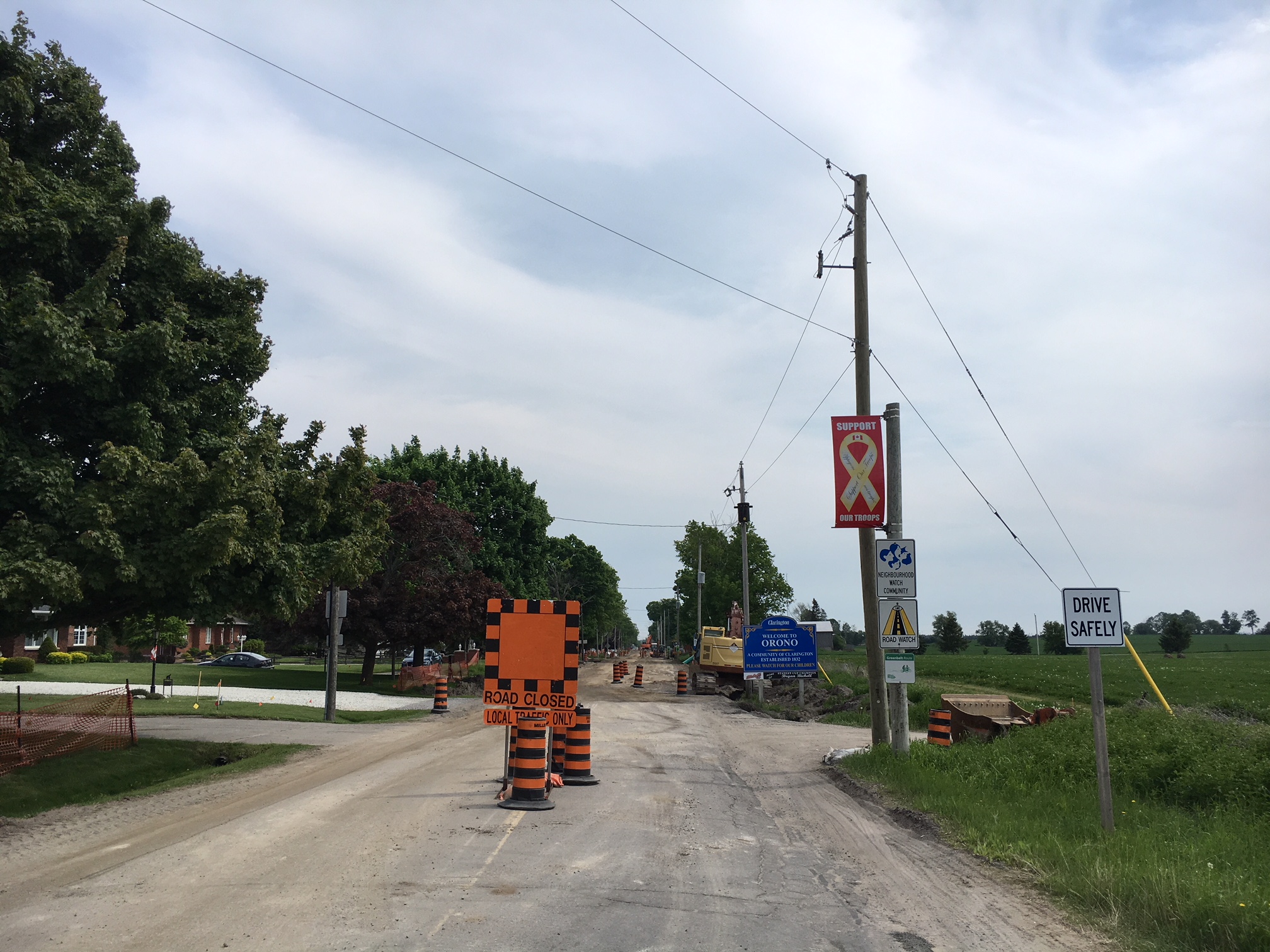 Construction on Main Street (Regional Road 17) in the Municipality of Clarington