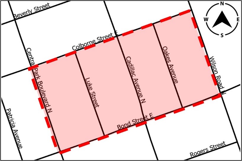 map showing boundaries of testing