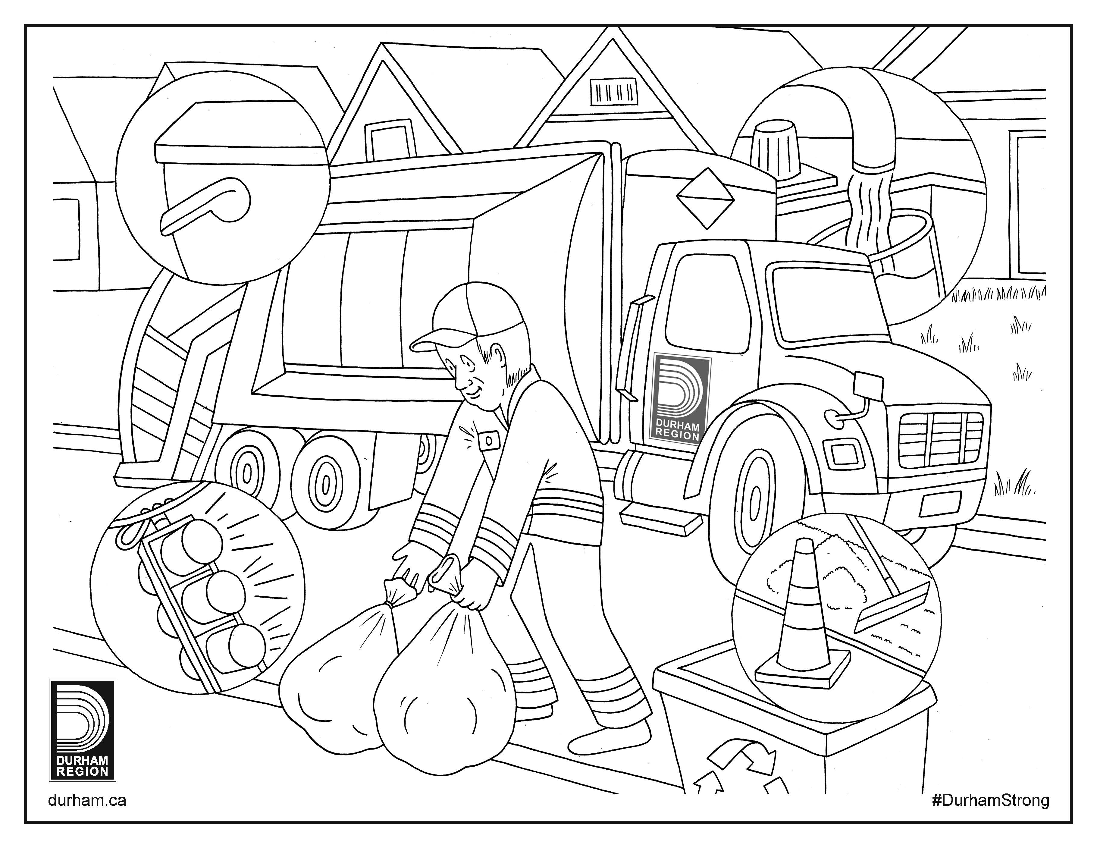 Illustration of garbage trucks
