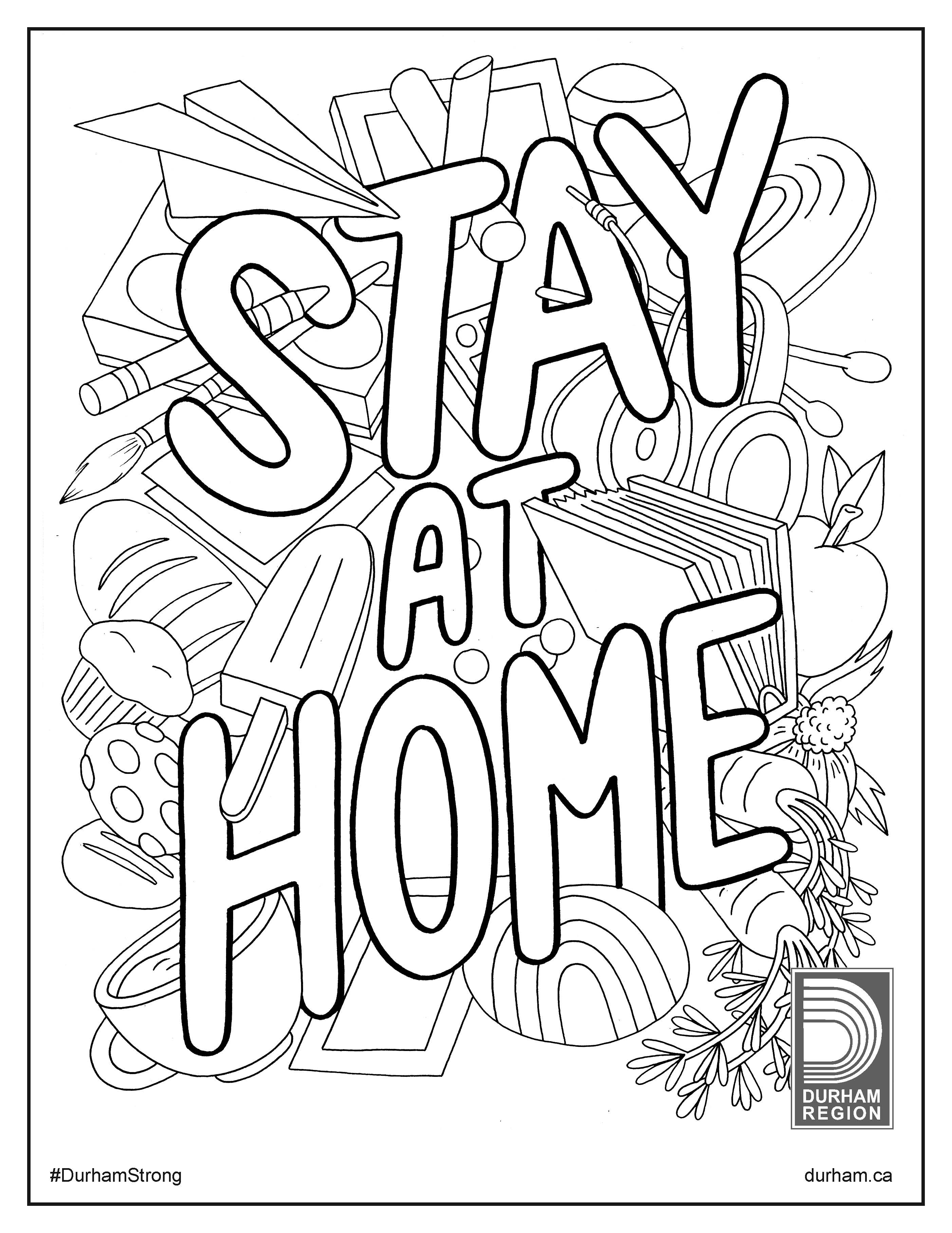 Stay Home colouring page