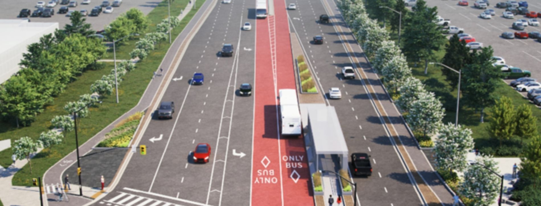 Aerial image of the Durham-Scarborough rapid transit line