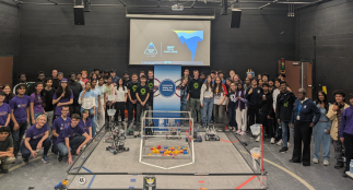 A group of students at the robotics event.
