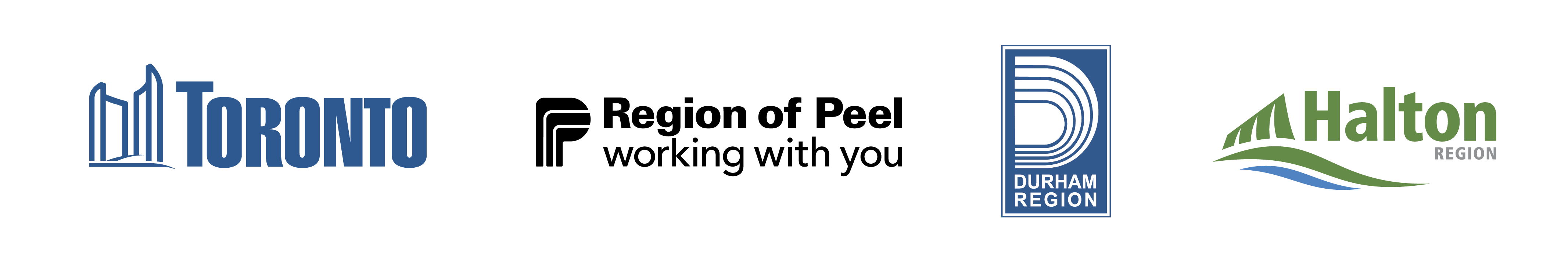 City of Toronto, Region of Peel, Region of Durham, Halton Region Logos