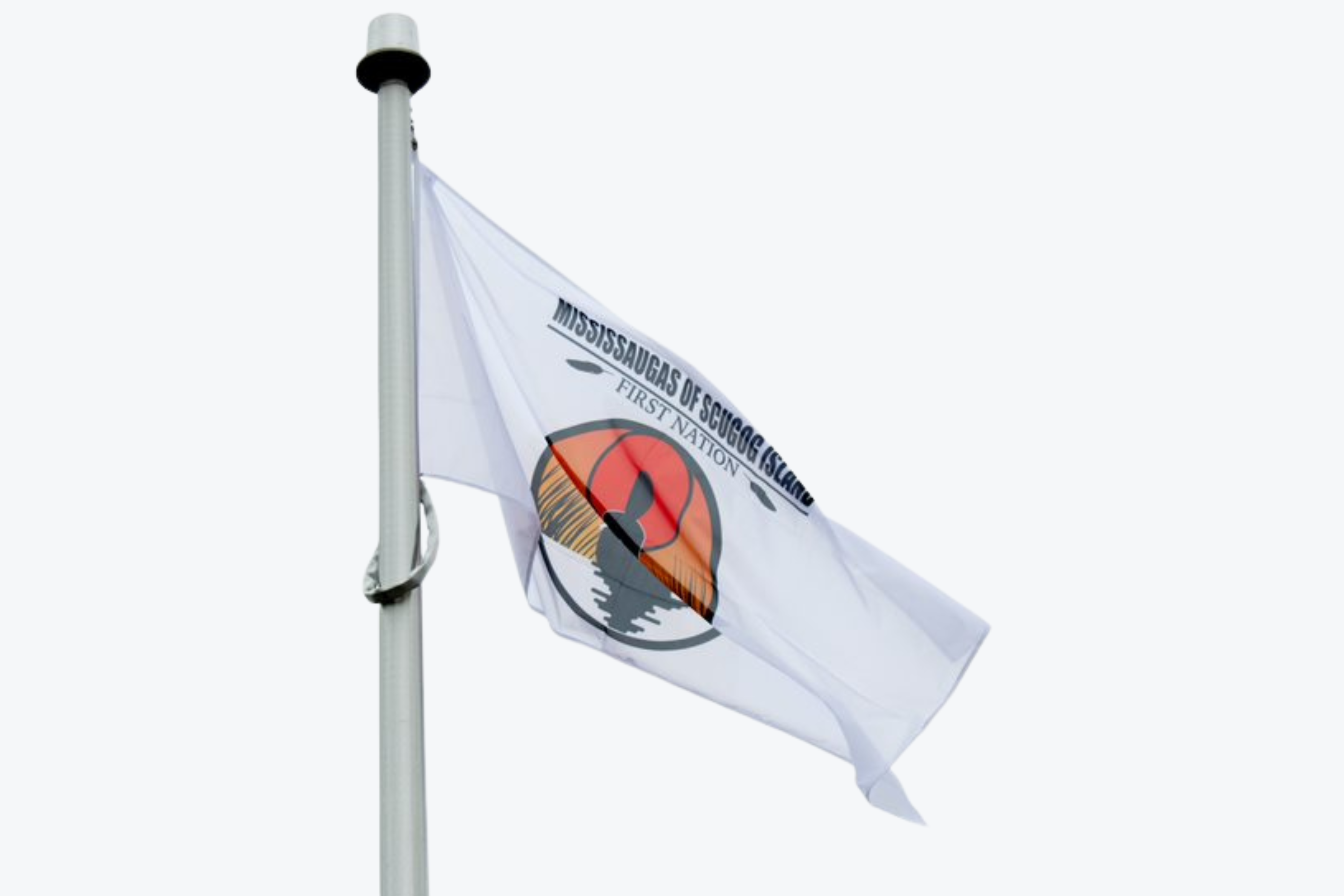 Mississaugas of Scugog Island First Nation flag raised at Durham Regional Headquarters.