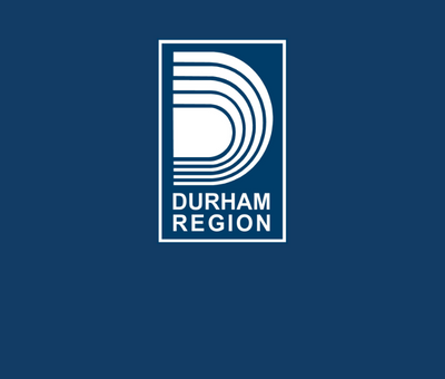 A navy background with the Durham Region logo in the middle