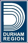 The Durham Region logo in navy and white