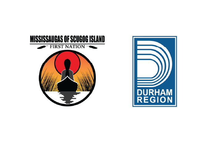 The logos of the Mississaugas of Scugog Island First Nation and Region of Durham