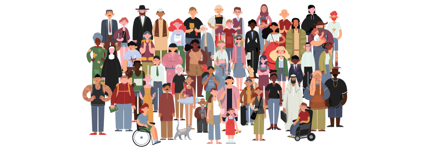 Illustration showing a diversity of people