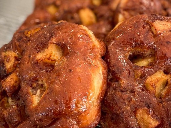 A photo of two Little Thief Bakery Company apple fritters