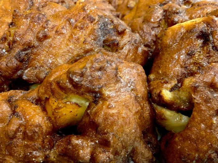 Photo of two Village Bake Shop apple fritters