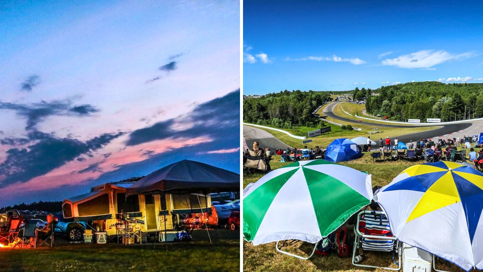 Canadian Tire Motorsport Park in Clarington, Ontario Collage of camping at Canadian Tire Motorsport Park in Clarington, Ontario