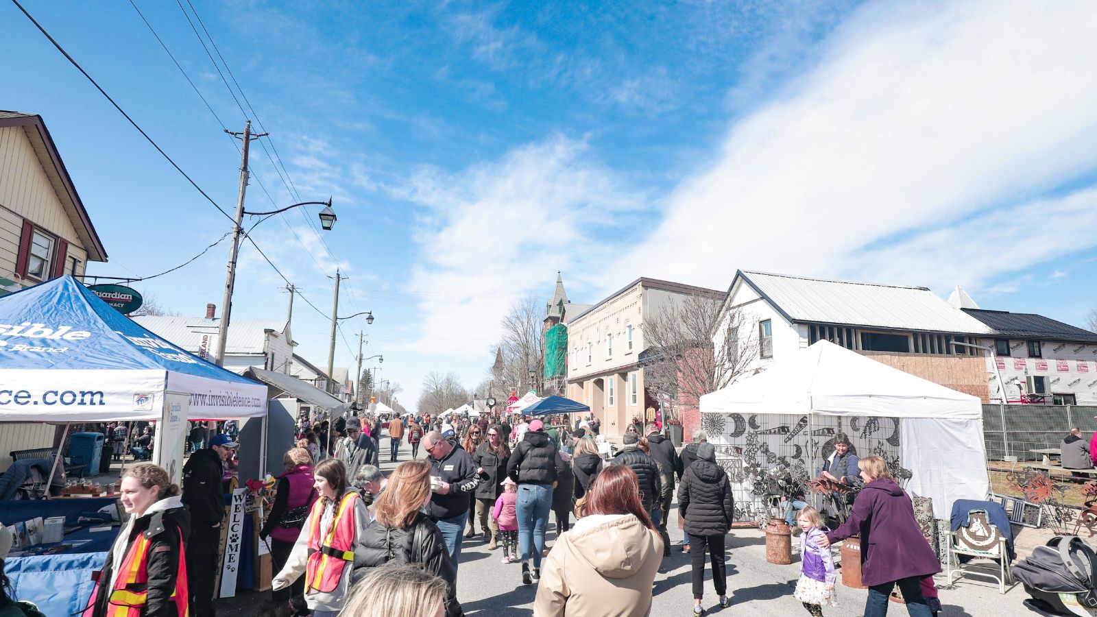 Crowd of people at the Sunderland Maple Syrup Festival in Brock Township, Ontario