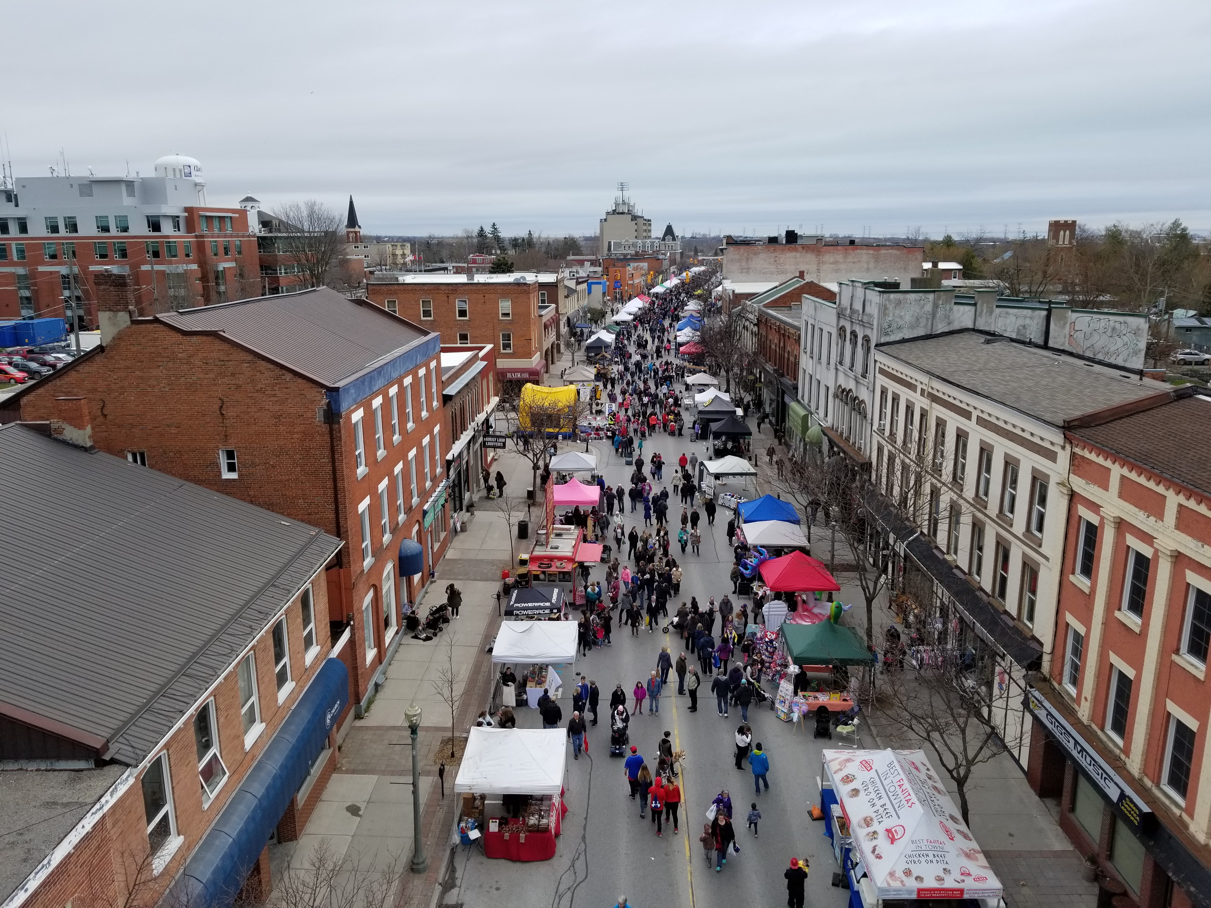 Aerial view of Downtown Bowmanville during Maplefest