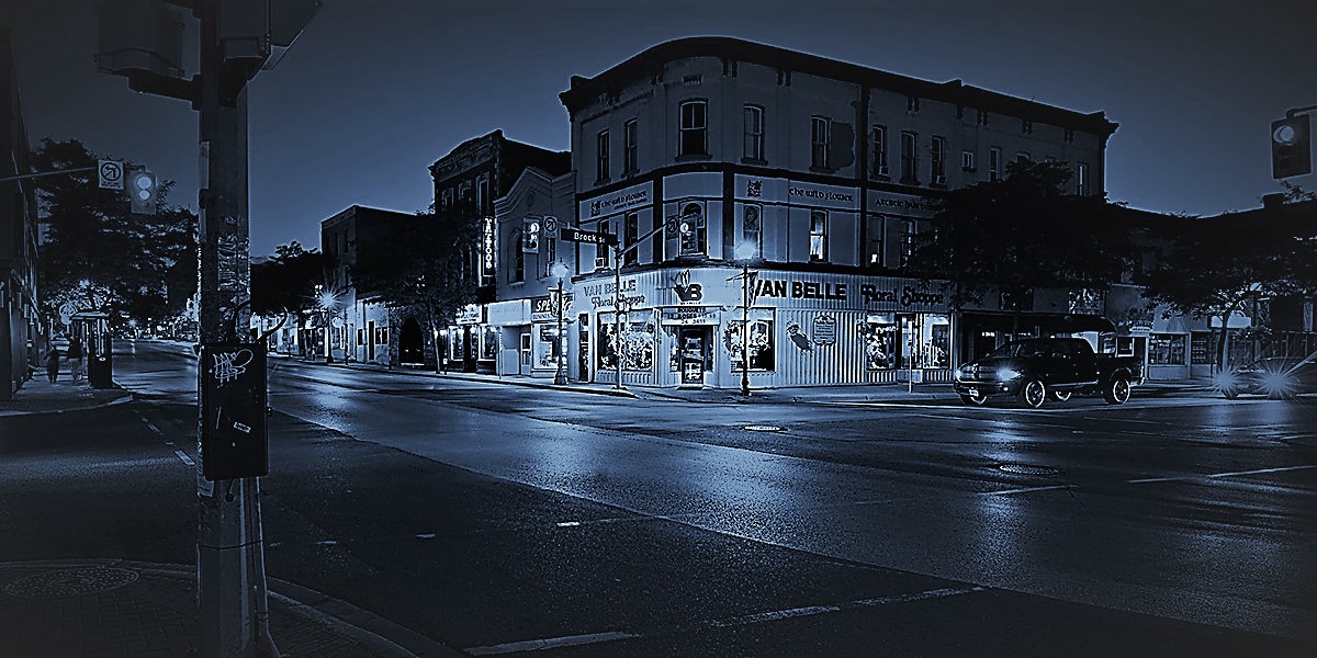 Downtown Whitby at dark