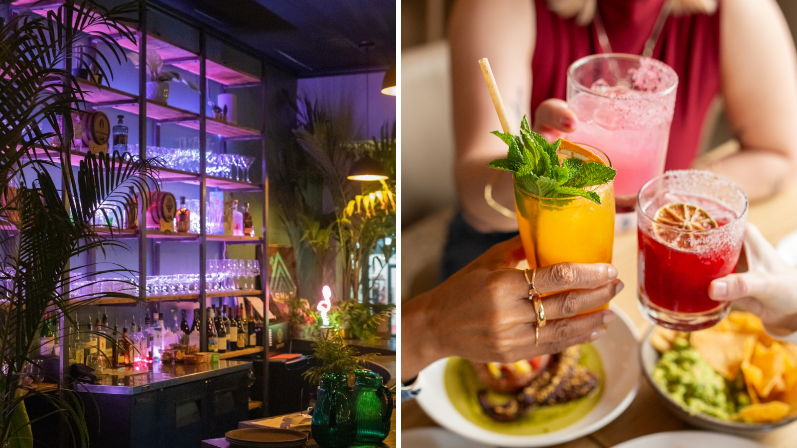 Collage of a tropical drinks and restaurants in Durham Region, Ontario