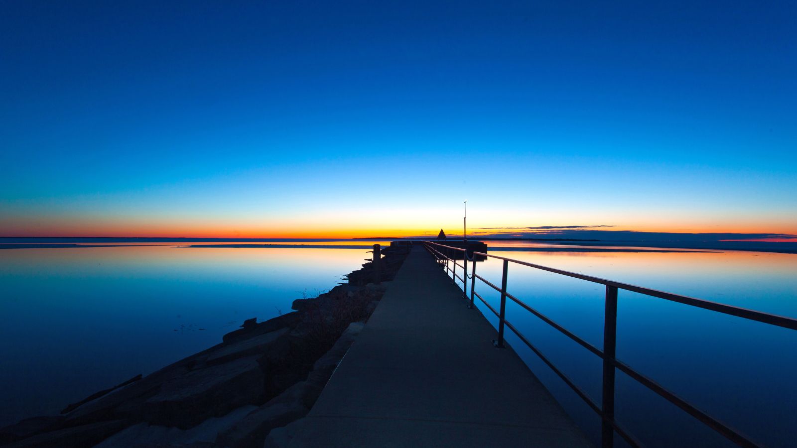 Waterfront pier on Lake Simcoe in Beaverton, Ontario, Canada.