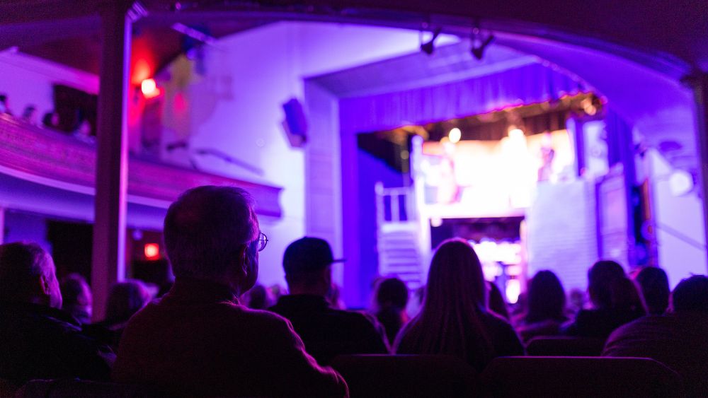 Crowd of people watching a performance at Uxbridge Music Hall in Uxbridge, Ontario, Canada