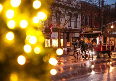 Holiday lights and a horse and carriage ride at Moonlight Magic in historic downtown Bowmanville, Ontario