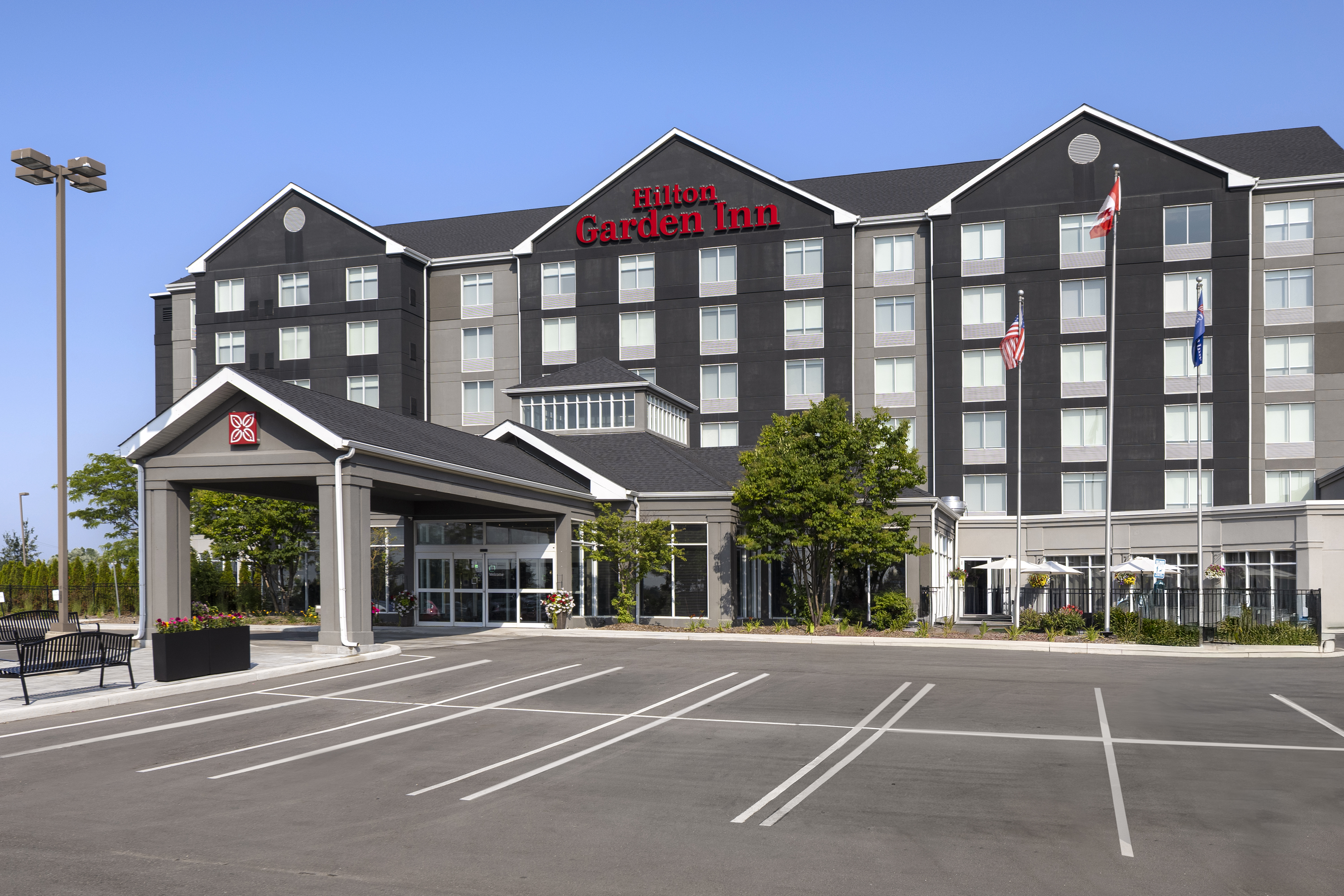 Hilton Garden Inn Ajax Exterior of Hilton Garden Inn hotel entrance and parking lot