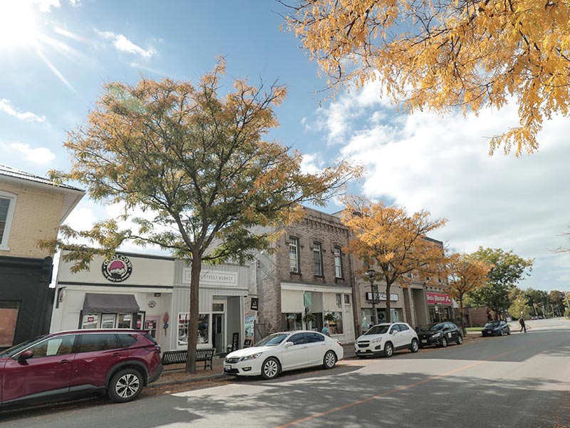 Downtown Beaverton streetscape on a sunny day.