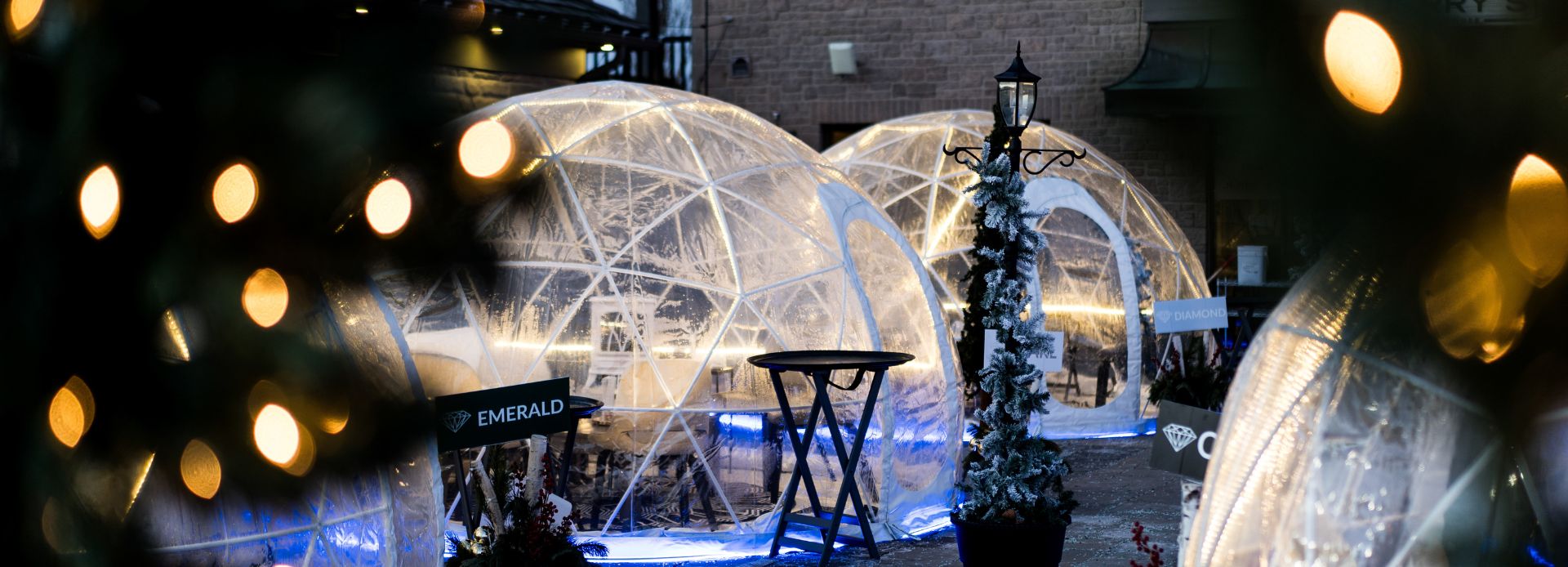 Dining domes and twinkling lights at Deer Creek in Ajax, Ontario