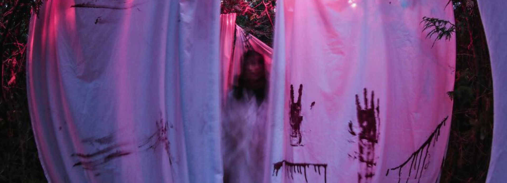 Scare actor in an activation at Cannington Haunted Attraction in Durham Region, Ontario, Canada.