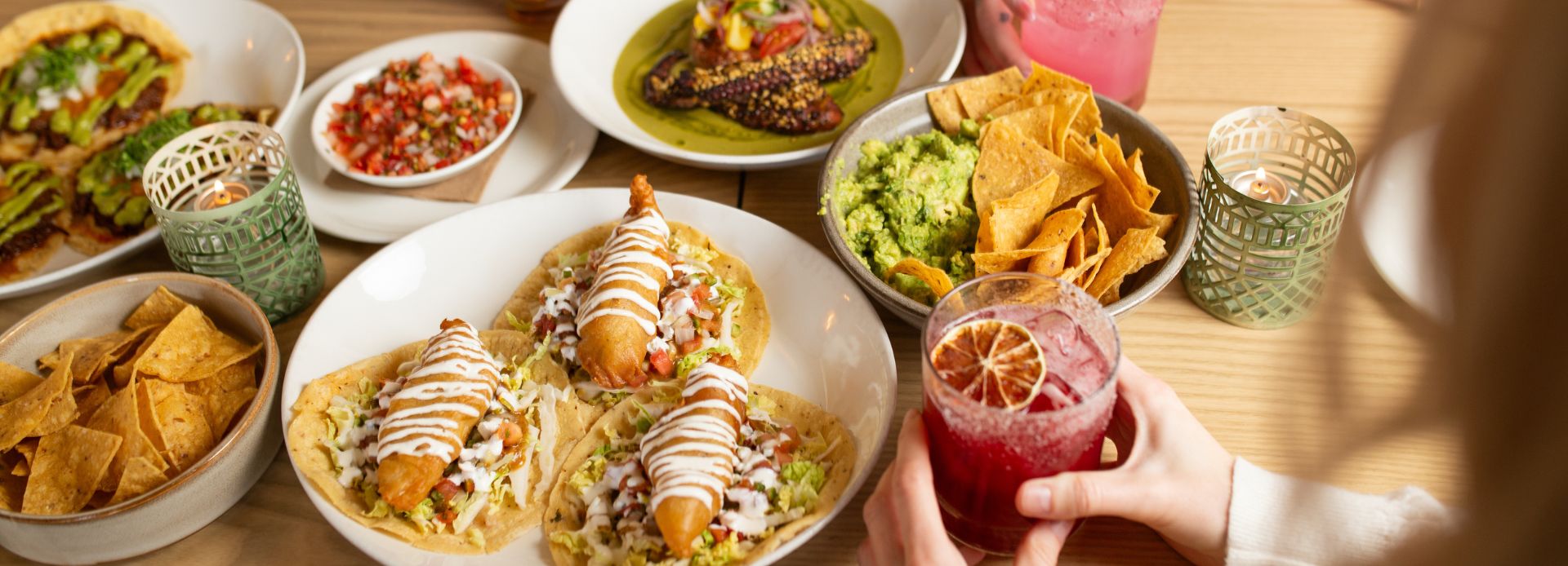 Tacos, guac and cocktails by Chuuk restaurant in Pickering, Ontario, Canada.