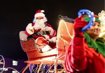 Santa Claus parade float in Durham Region, Ontario, Canada