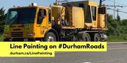Line painting truck; Line painting on #DurhamRoads; durham.ca/LinePainting