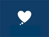 An image of a white heart on a blue backdrop