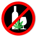 Wine bottle and marijuana leaf icon. Wine bottle and marijuana leaf icon.