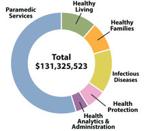 Pie chart showing Health Department expenditures by program.