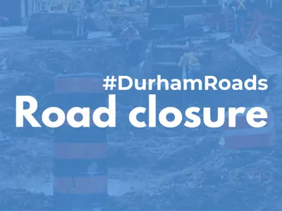 An open road with construction workers. #DurhamRoads Road closure 