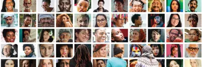 Many images showing faces of people from diverse backgrounds
